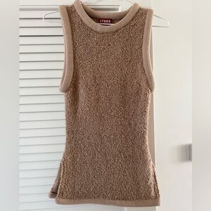 STAUD Textured Brown Sleeveless Tank Top